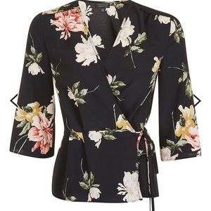 NWT Topshop black and floral blouse
